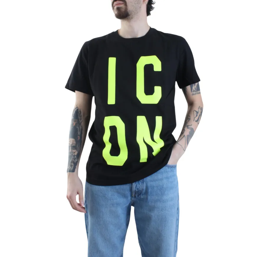 Icon maglietta manica corta da uomo con logo a capo ICUS2S5T023 nero Oeko Tex Certified