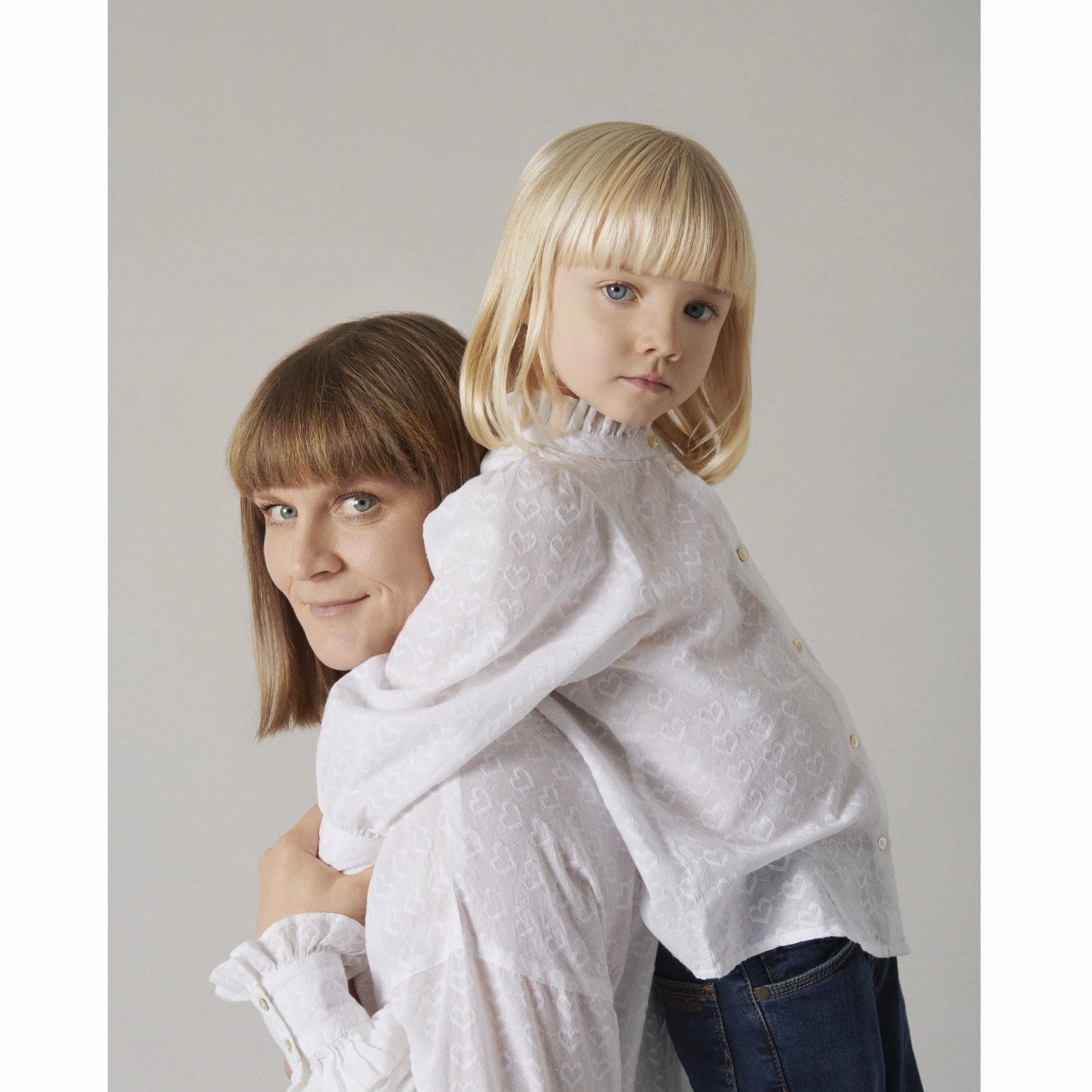 gender-neutral Long Sleeve MarMar Dobby Hearts White Tribeca Shirt