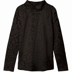 Checkered Style Name it Black Rydia Mock Neck Blouse