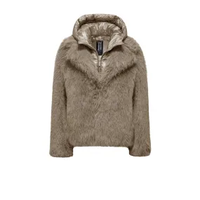 Bomboogie Paris Coat GW9148TFRL5_172 Tortora - Cappotto corto donna in pelliccia sintetica Full Length Front Zipper Chic