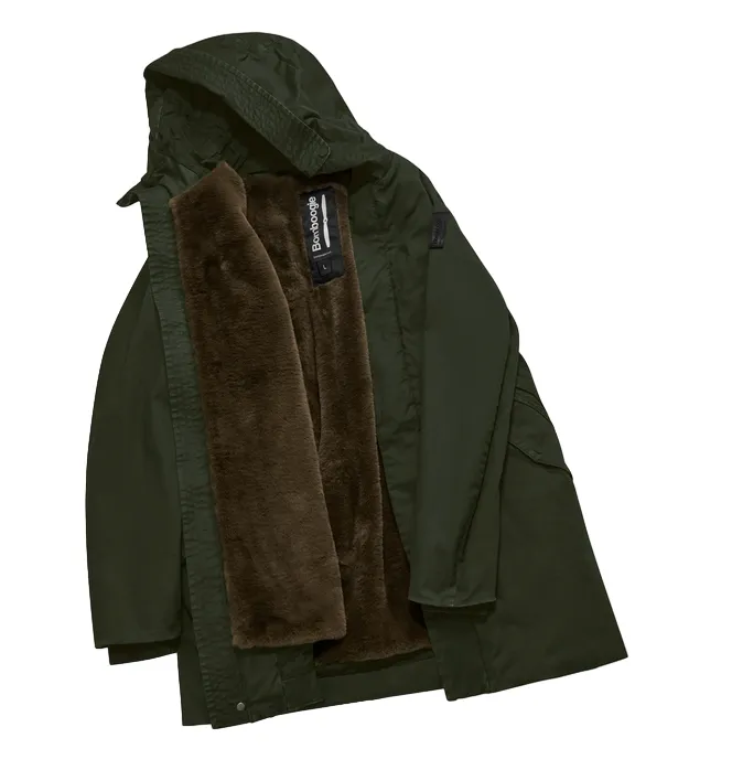 Classic Jacket Fit Bomboogie parka da uomo in cotone lavato con interno staccabile CM8737TCSD4 322 verde oliva