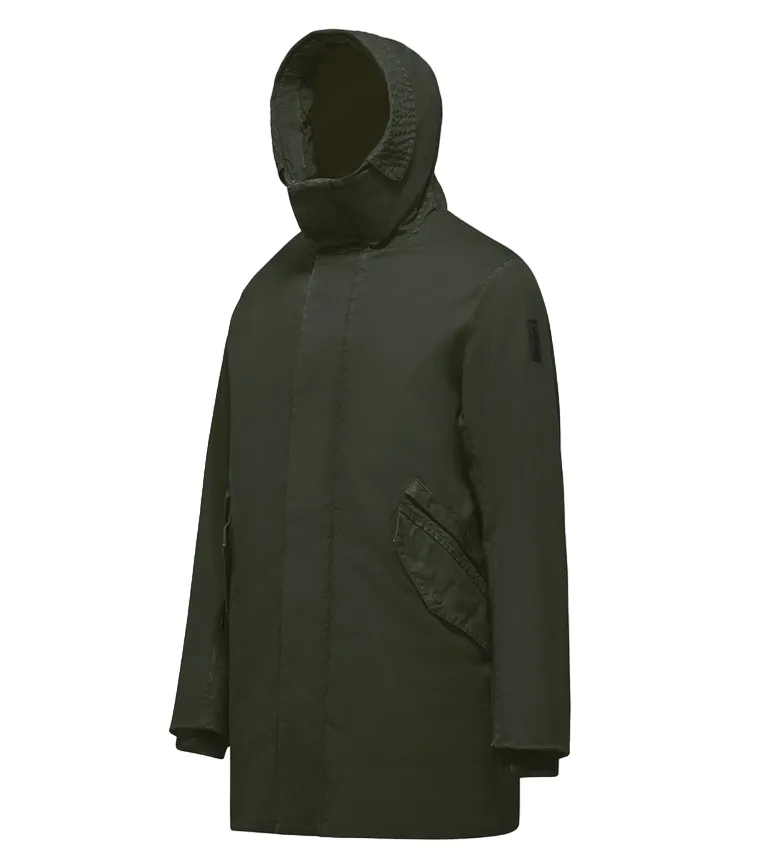 Bomboogie parka da uomo in cotone lavato con interno staccabile CM8737TCSD4 322 verde oliva cruelty - free