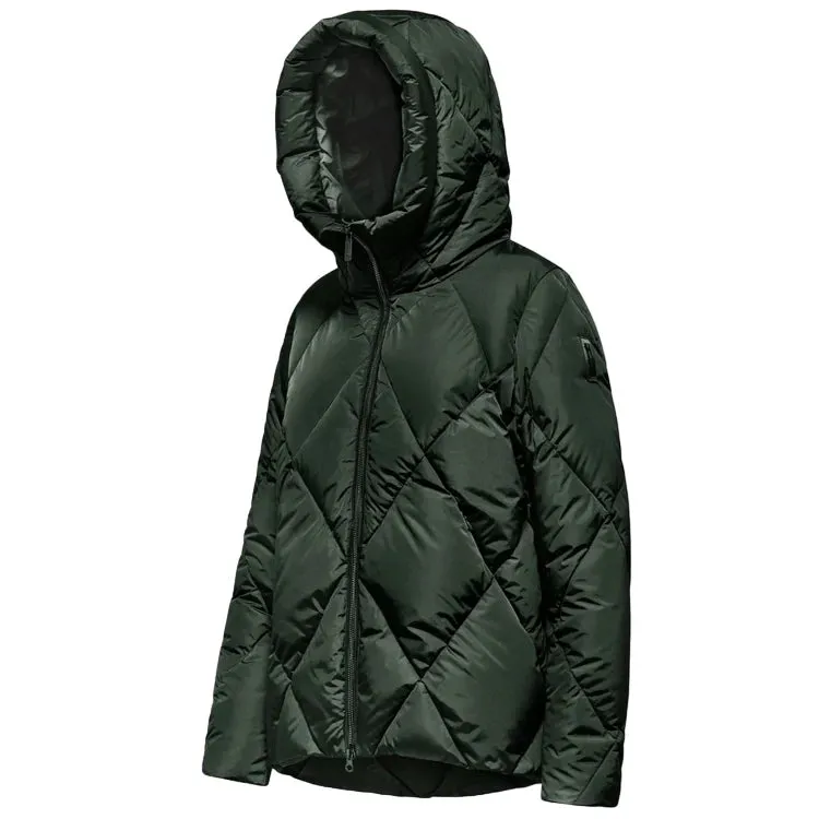 Bomboogie piumino corto da donna trapunta a rombi GW8639TTNP4 347 verde foresta Flex Stretch Material High Collar Fit