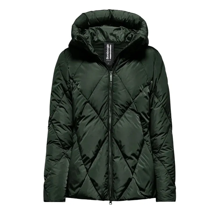 Spread Bomboogie piumino corto da donna trapunta a rombi GW8639TTNP4 347 verde foresta