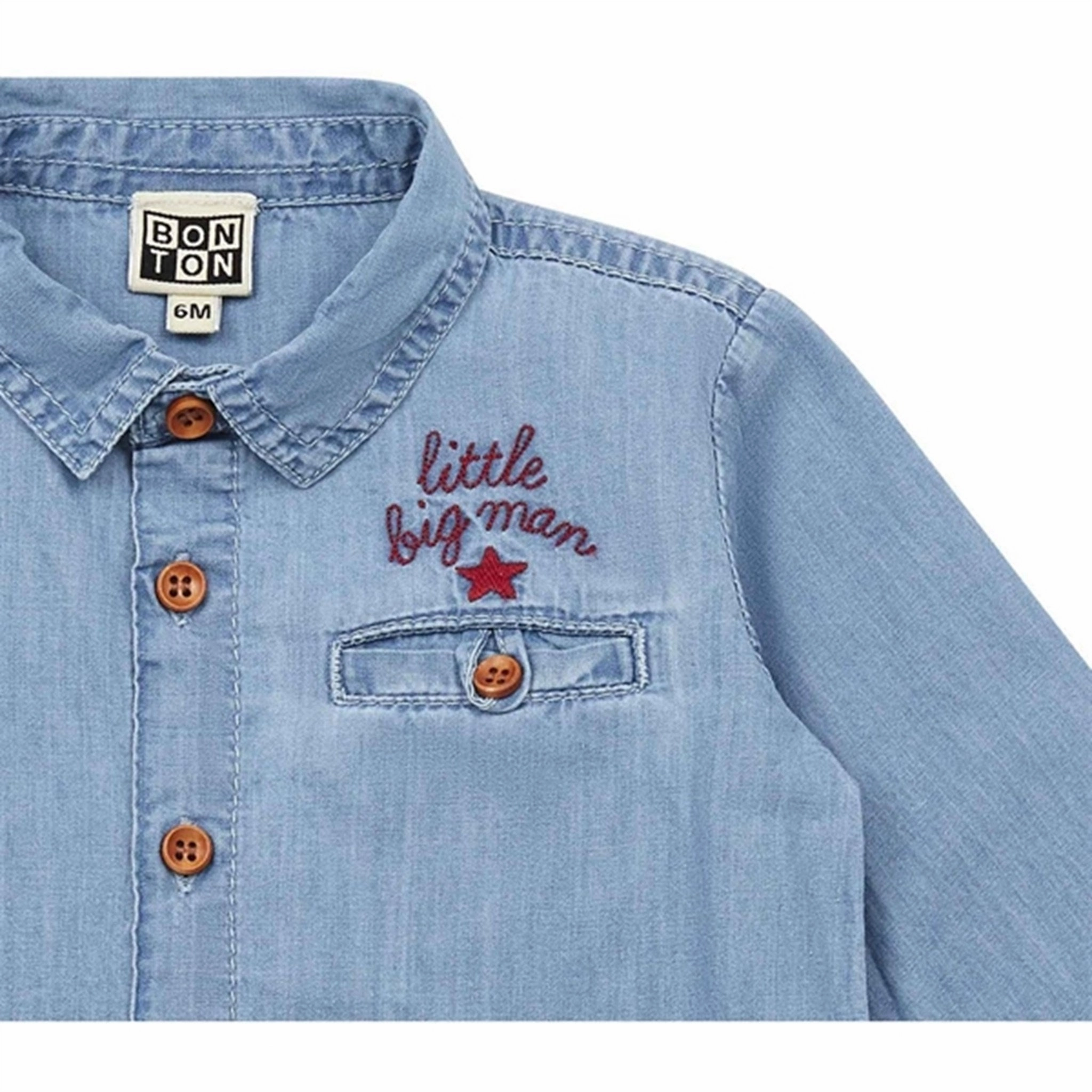 Geometric Design BONTON Denim Clair Baby Blouse