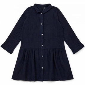 Classic Grace Travel-Style BONTON Navy Rafia Dress