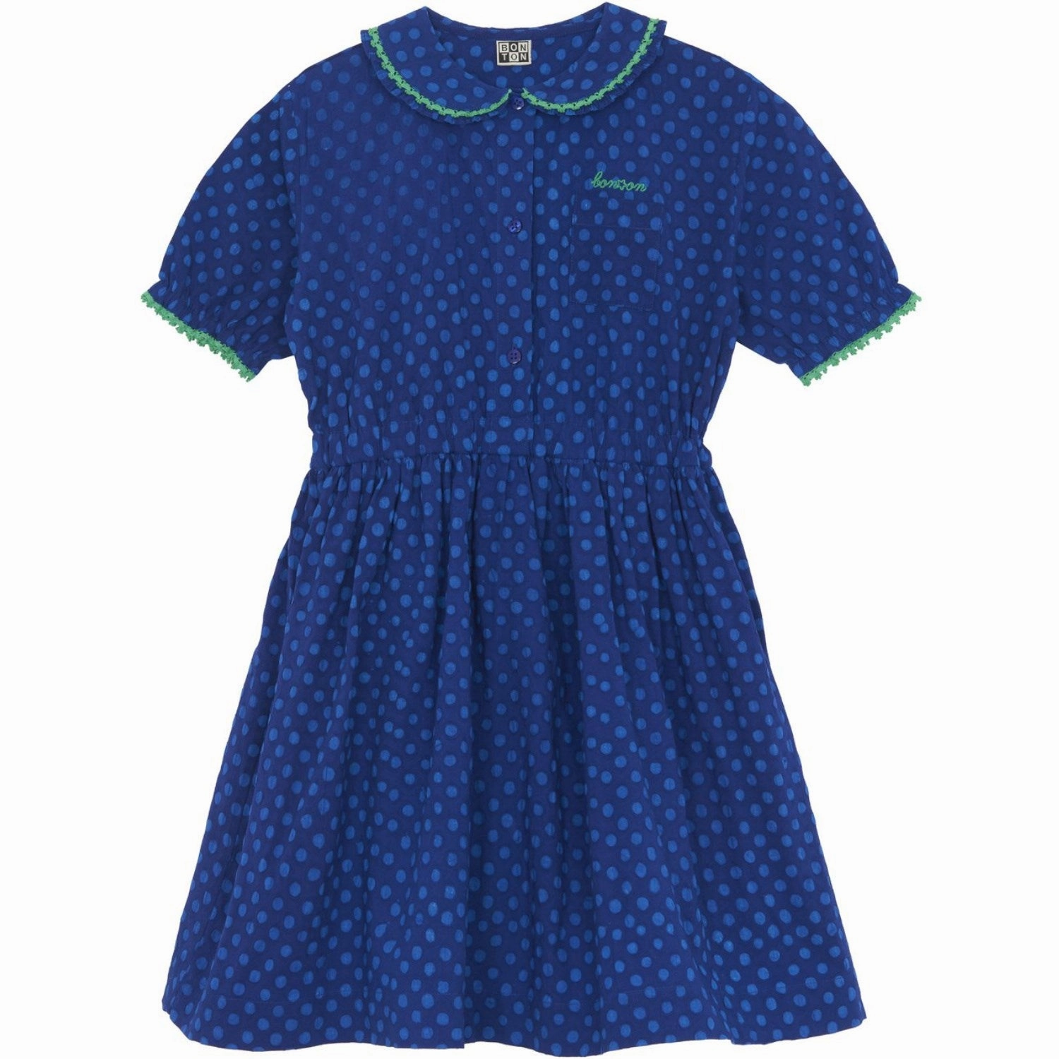 BONTON Pois Bleu Georgia Dress Vintage-Inspired Trendy Look
