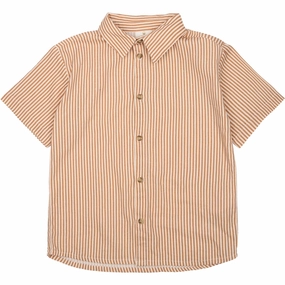 The New Indian Tan Striped Ollie Shirt Travel Friendly Linen blend