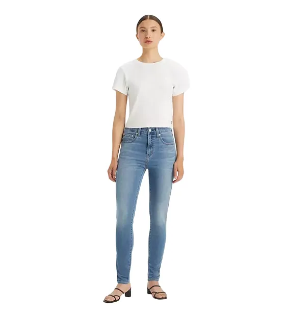 Levi's pantalone jeans da donna a vita alta 721 High Rise Skinny blu chiaro Secure Cuff Design Outdoor Friendly