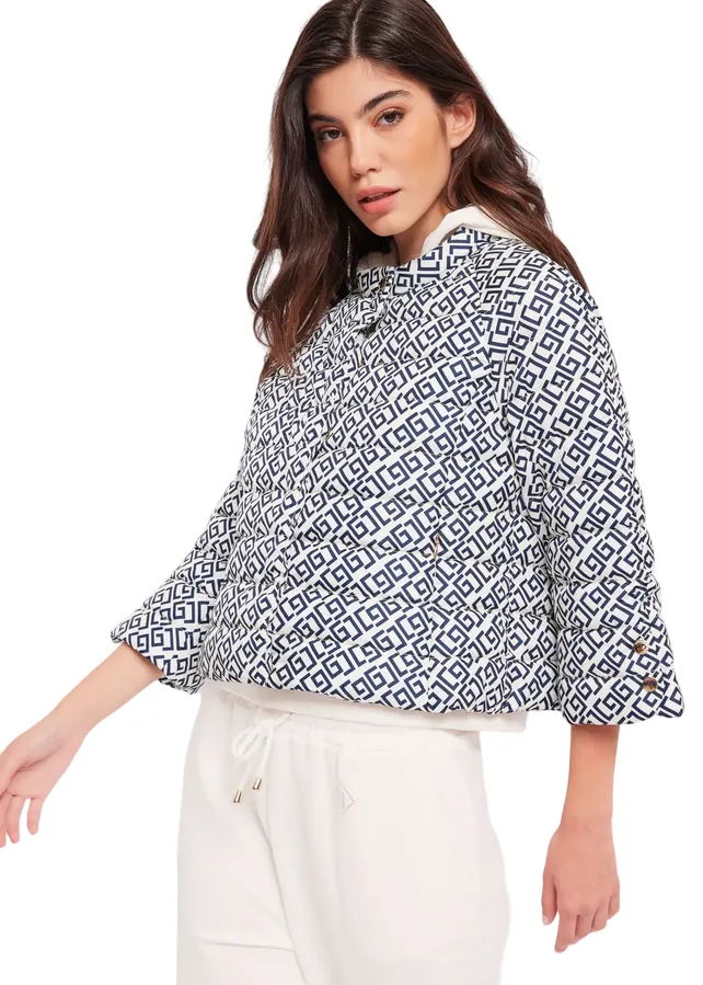 Non Restrictive Silhouette Gaud?? giacca piumino 100 grammi da donna con stampa 411BD35009 bianco nero