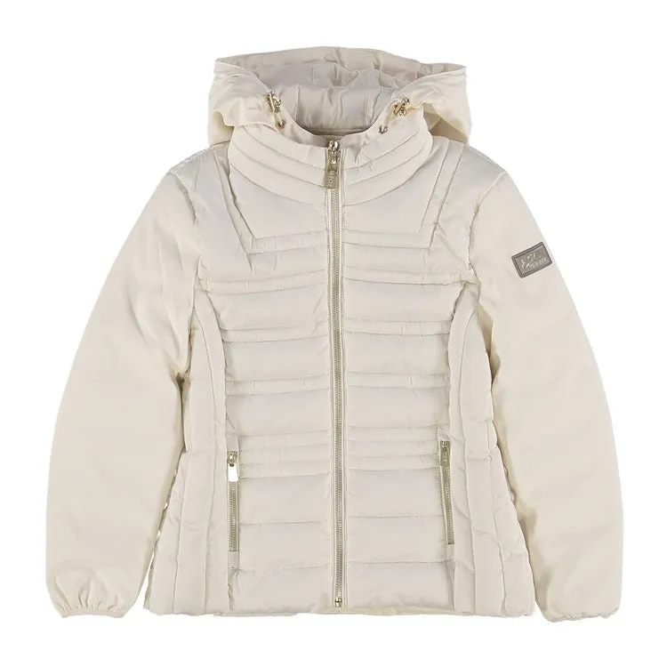 Yes Zee giubbino con cappuccio da donna trapuntato con finto gilet J045 0157 avorio Ergonomic Design Range