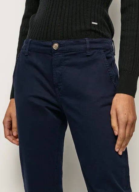 Tangle Free Cuffs Pepe Jeans Pantalone Chino da donna elasticizzato Maura PL211547YF7R 594 rosso arancio