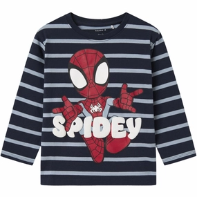 Stretchable Fabric Name It Navy Blazer Dusty Blue Nmmjosue Spider Nreg Ss Top Mar