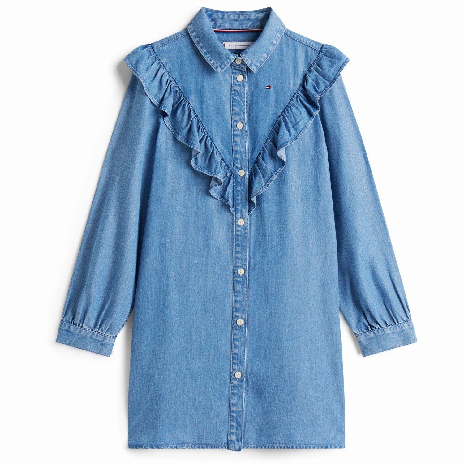 Tommy Hilfiger Denim Ruffle Shirt Dress Perfectly Fit Look