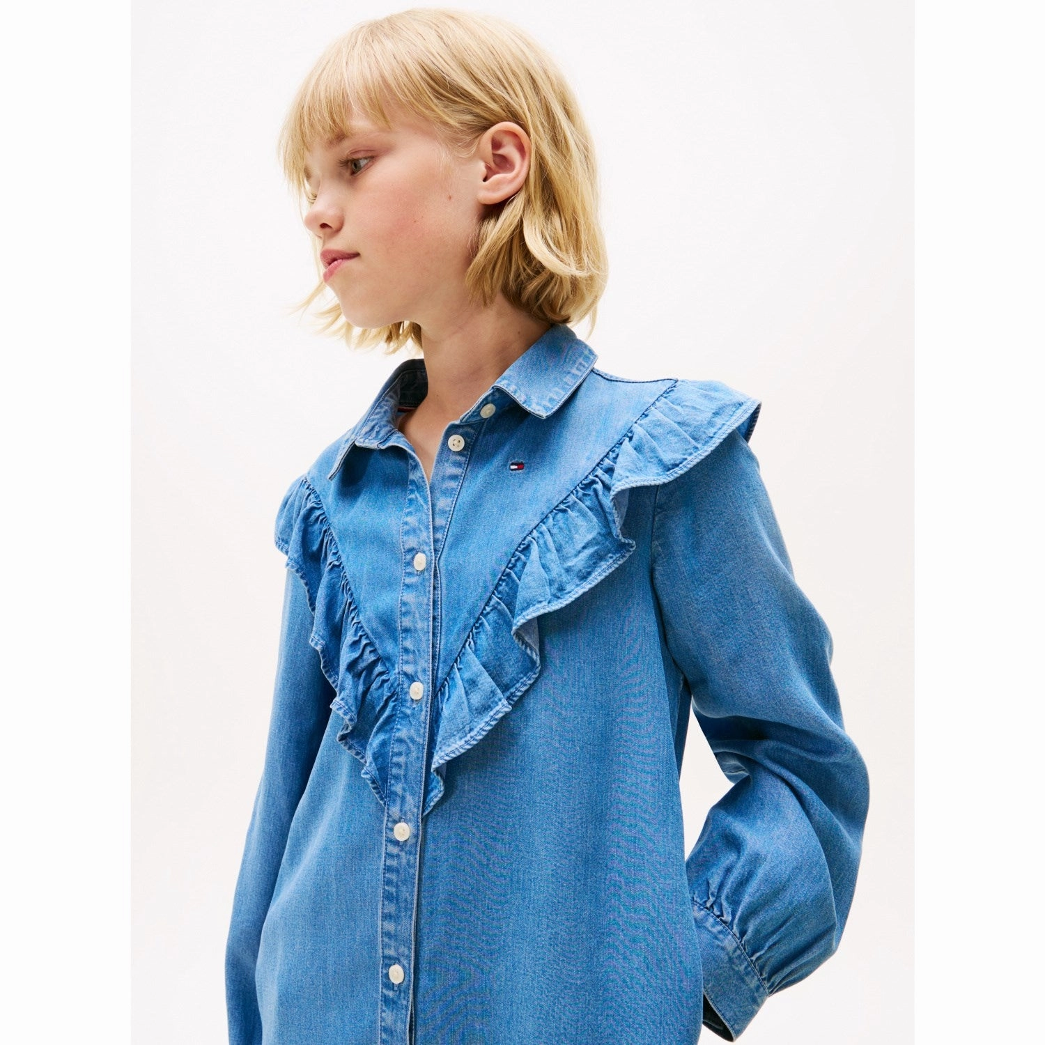 Fashion-Forward Fit Casual Edge Tommy Hilfiger Denim Ruffle Shirt Dress