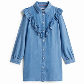 Tommy Hilfiger Denim Ruffle Shirt Dress Perfectly Fit Look