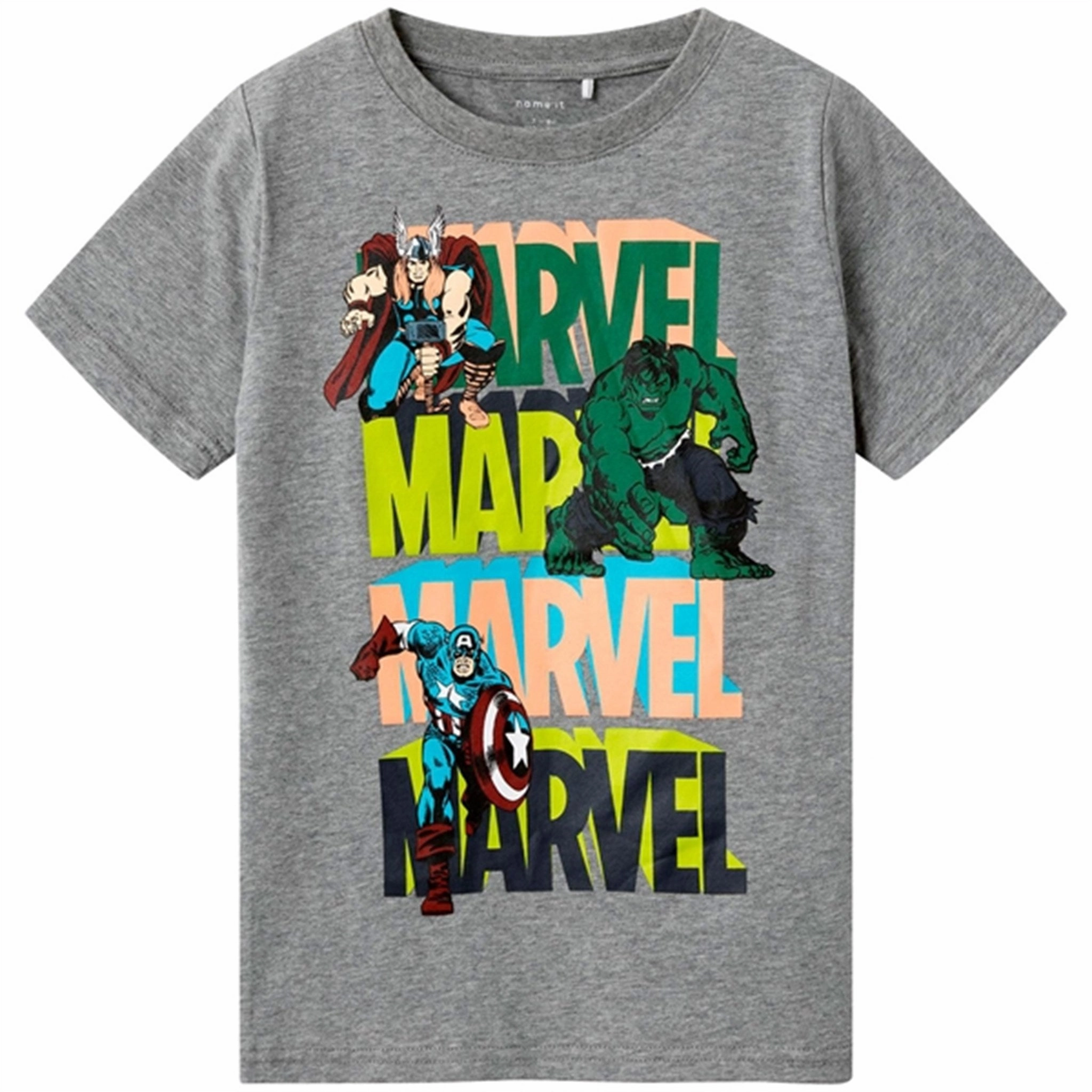 Name it Grey Melange Jiri Marvel T-Shirt Round neck simplicity Simple and Chic