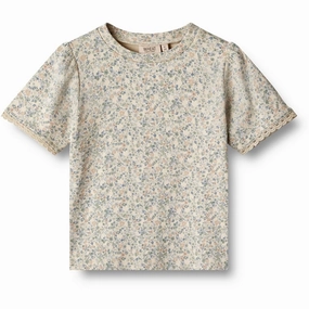Quick Dry Fabric Wheat Sandshell Mini Flowers T-shirt Iris