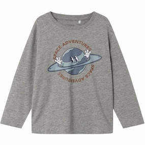 Name It Grey Melange Oswin Regular Blouse Modern Look Stretchable Fabric