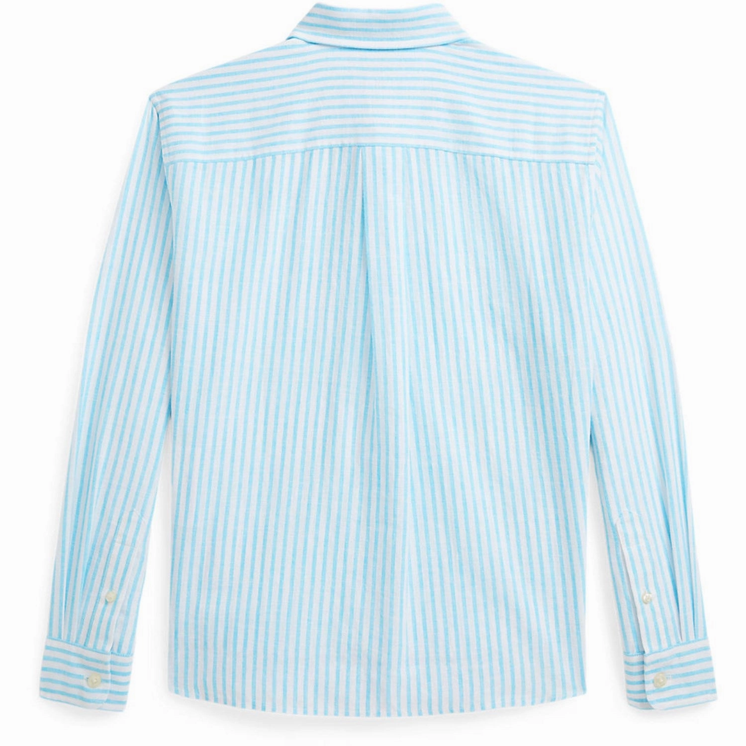 Polo Ralph Lauren Turquoise Nova/Whte Stripe Girl Button Front Shirt Hidden Button Placket Corporate Wear