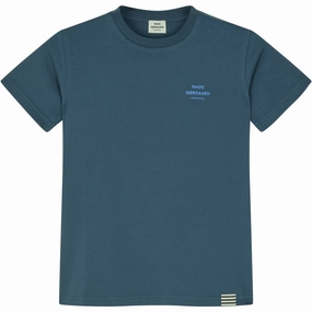 Anti-bacterial Summer Wear Mads N?rgaard Midnight Navy Printed Tee Thorlino Tee