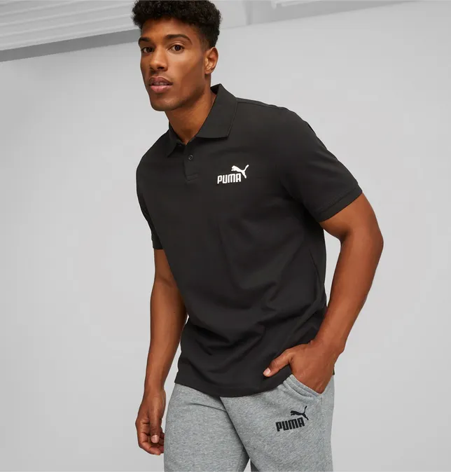 Puma Polo manica corta da uomo in cotone pique 586674-01 nero Stylish Neckline Breathable Stretch