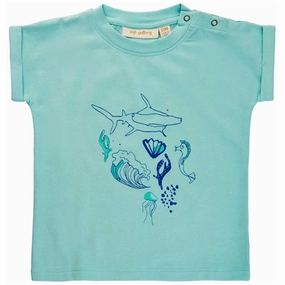 Soft Gallery Canal Blue Frederick Sealife Tee Summer Wear Relax Outfit
