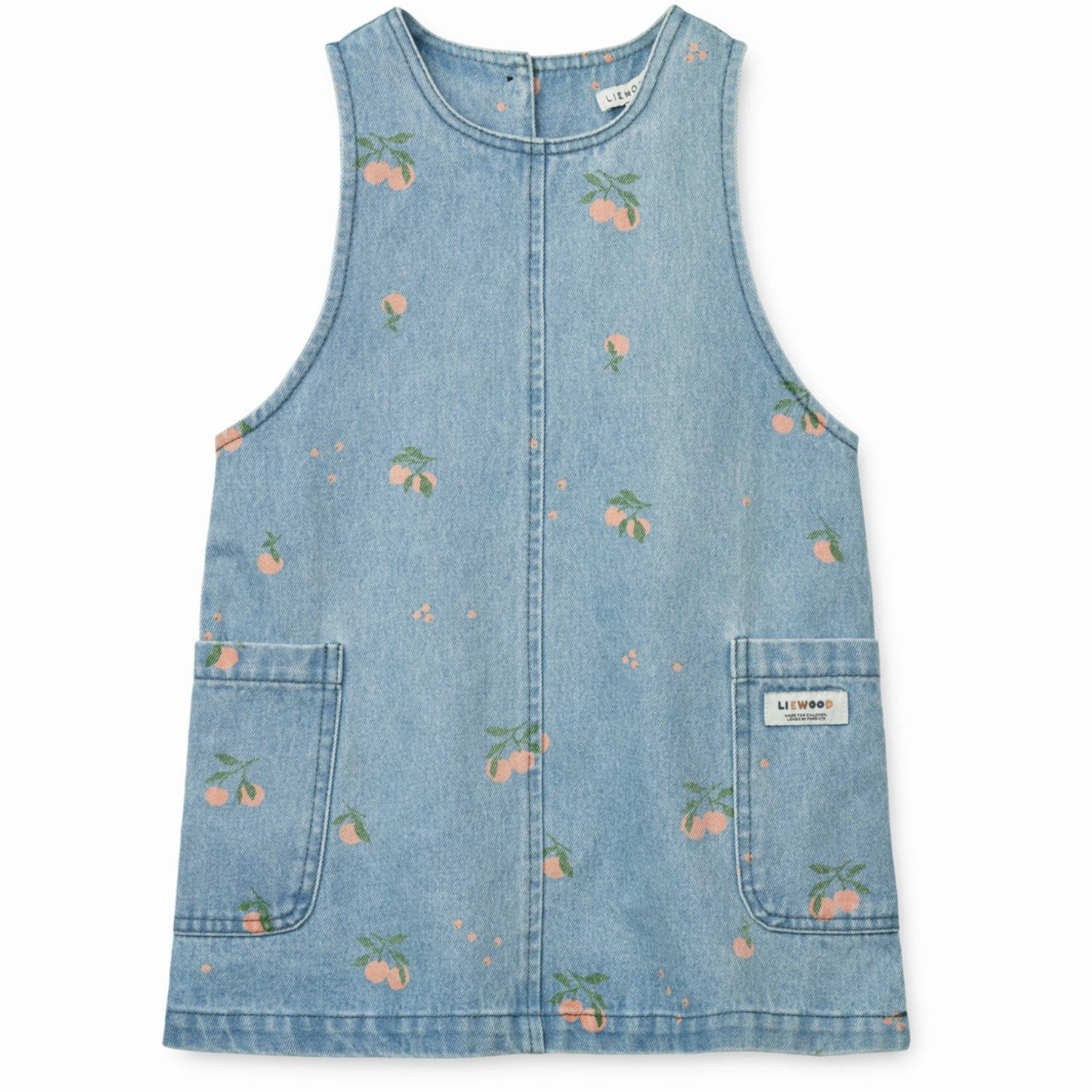 LIEWOOD Peach / Light Blue Denim Angelica Printed Denim Dress Street Ease MultiPurposePockets