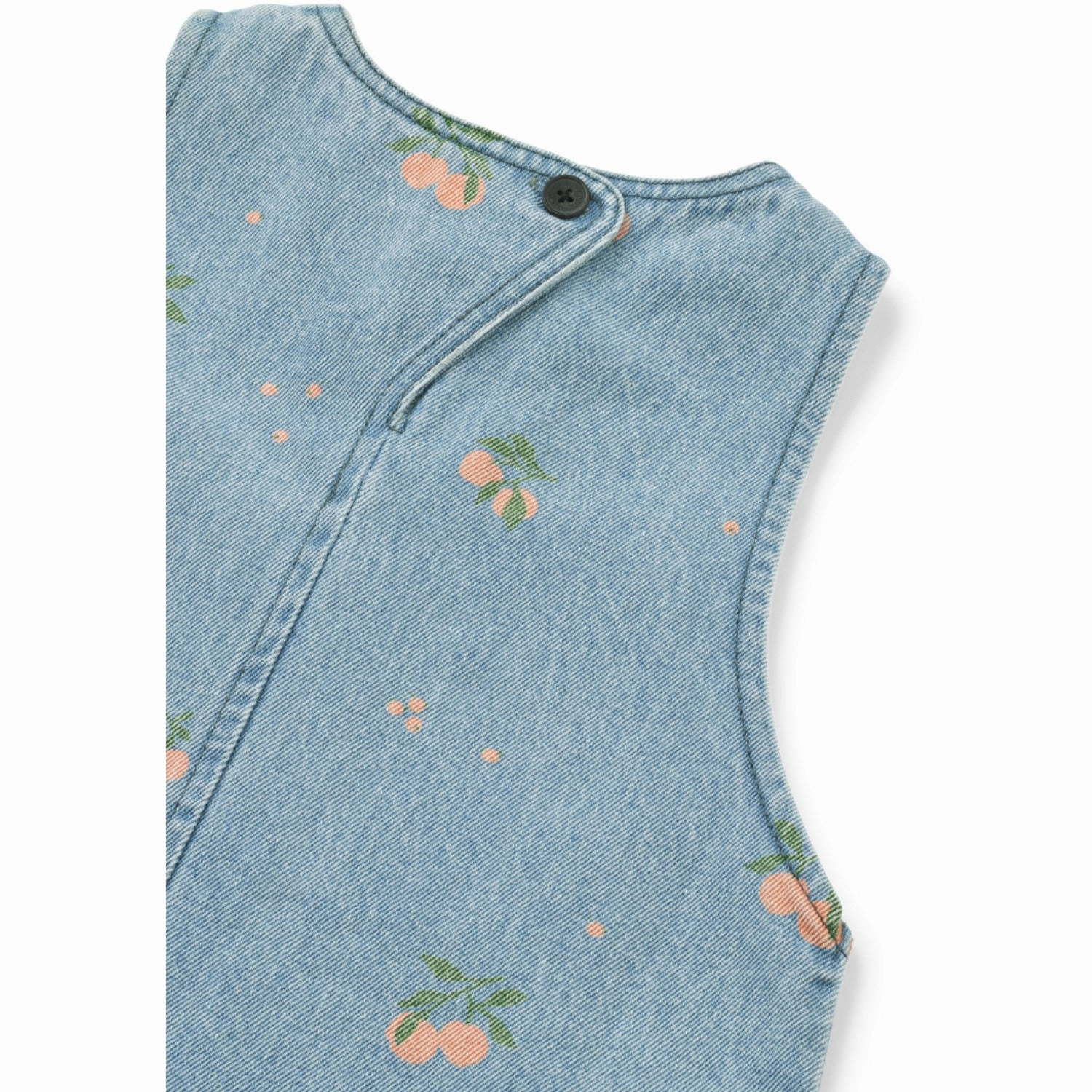 LIEWOOD Peach / Light Blue Denim Angelica Printed Denim Dress Soft Pleats Subtle Detail