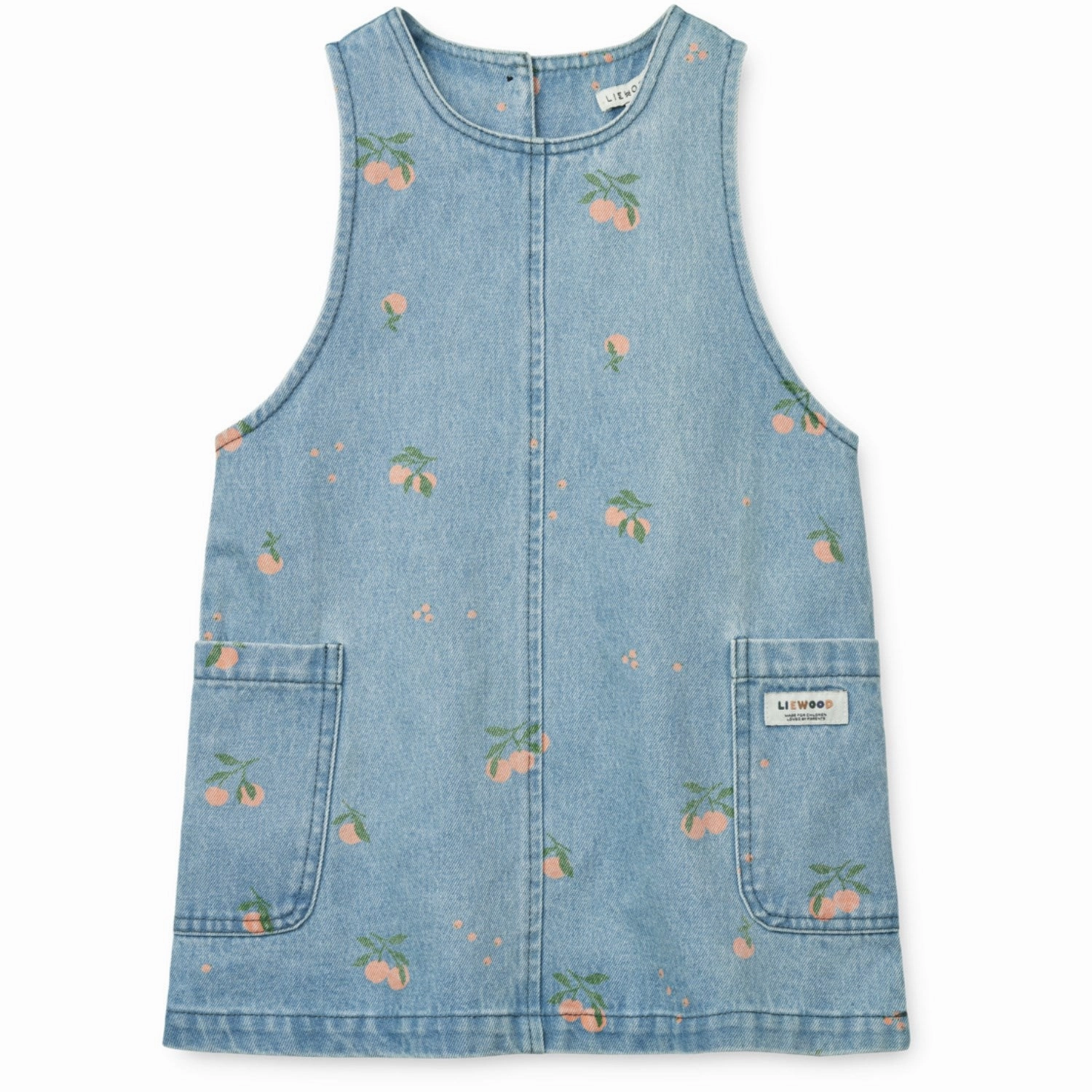 LIEWOOD Peach / Light Blue Denim Angelica Printed Denim Dress Summer Fashion