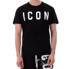 Casual Layer Snag Resistant Surface Icon maglietta manica corta da uomo con logo grande ICUS2S5T021 nero