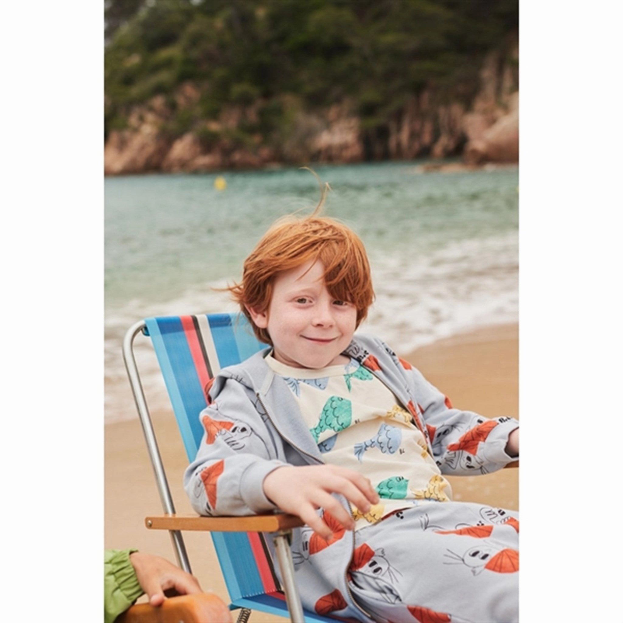 Easy Care Striped Pattern Bobo Choses White Multicolor Fish All Over T-Shirt