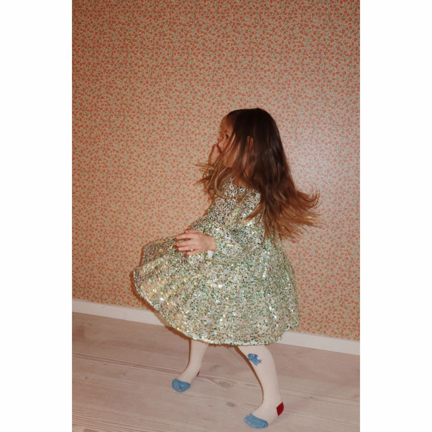 Style Ease HypoallergenicFiber Konges Sl?jd Green Lila Sequins Dress