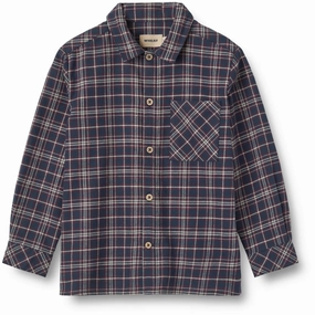 Wheat Navy Check Shirt Oscar Polished Placket