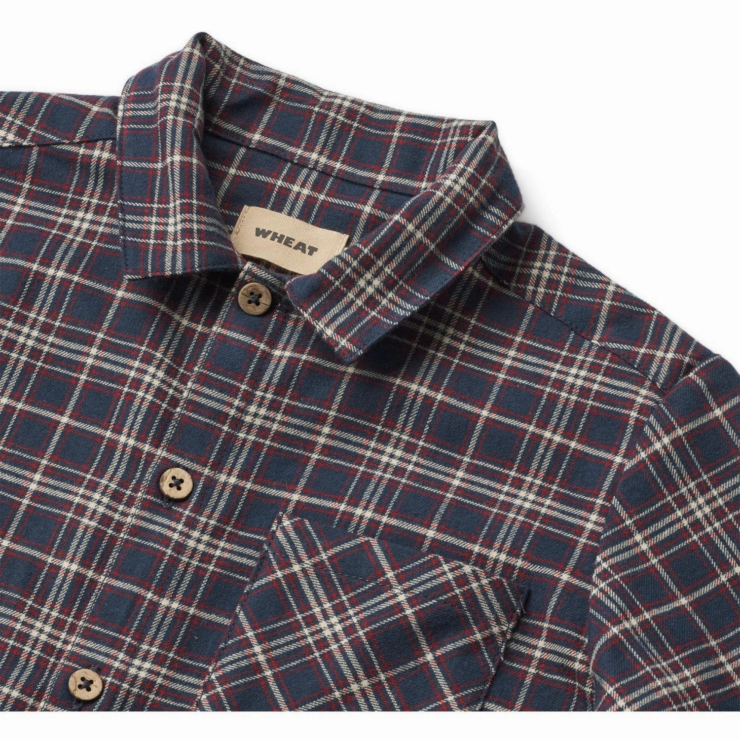 Wheat Navy Check Shirt Oscar Anti Static Finish