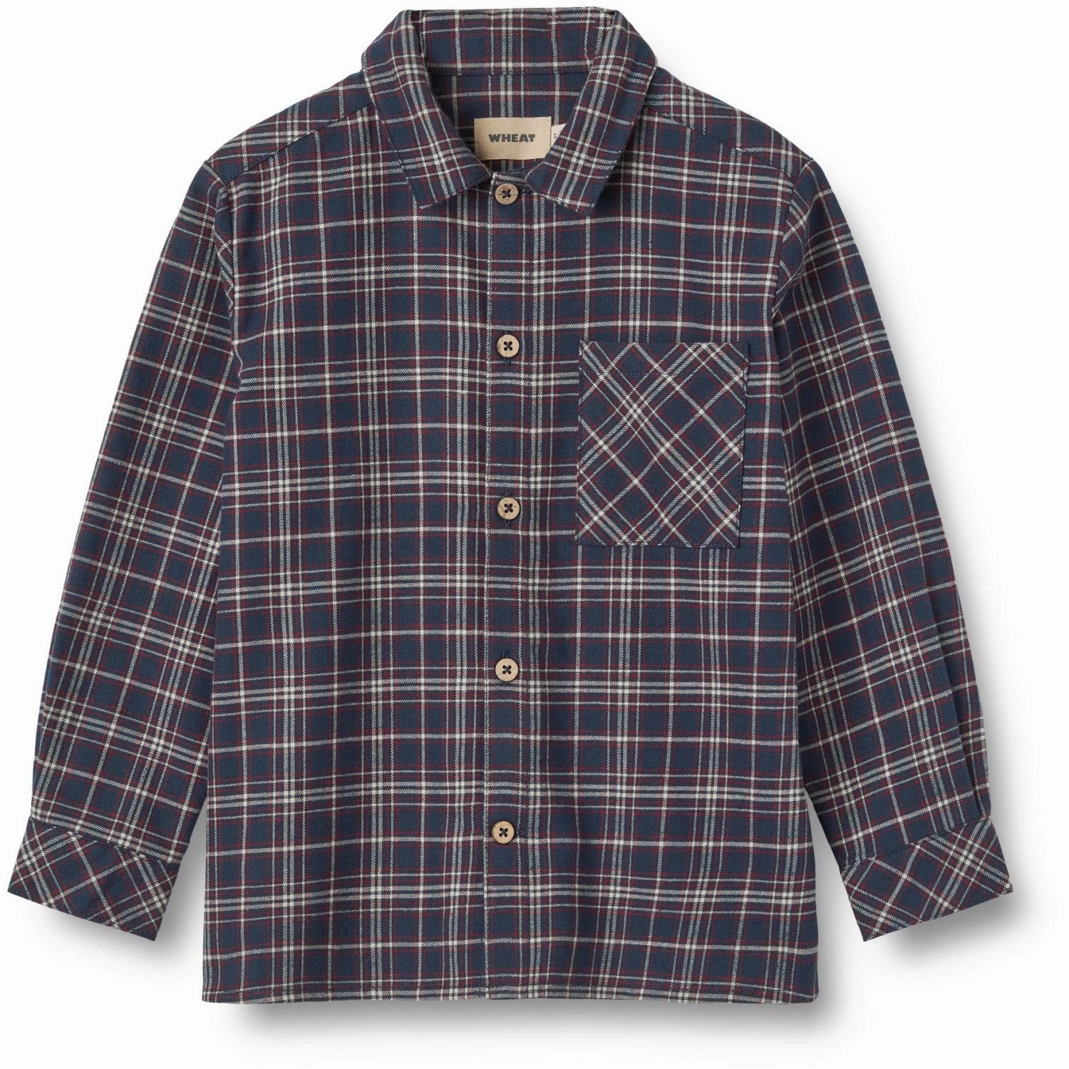Wheat Navy Check Shirt Oscar Polished Placket