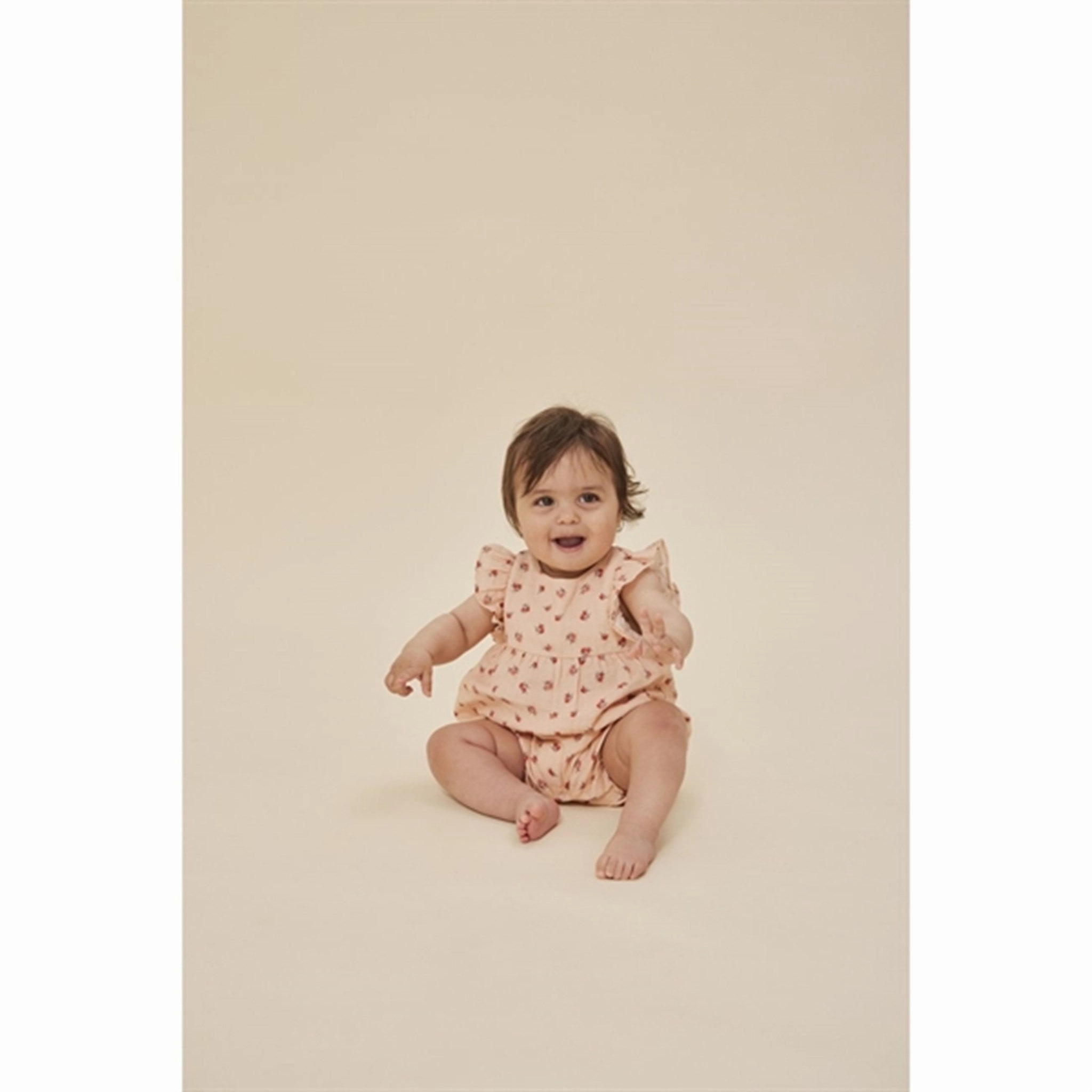 Konges Sl?jd Peonia Pink Coco Frill Romper Ribbed-Texture