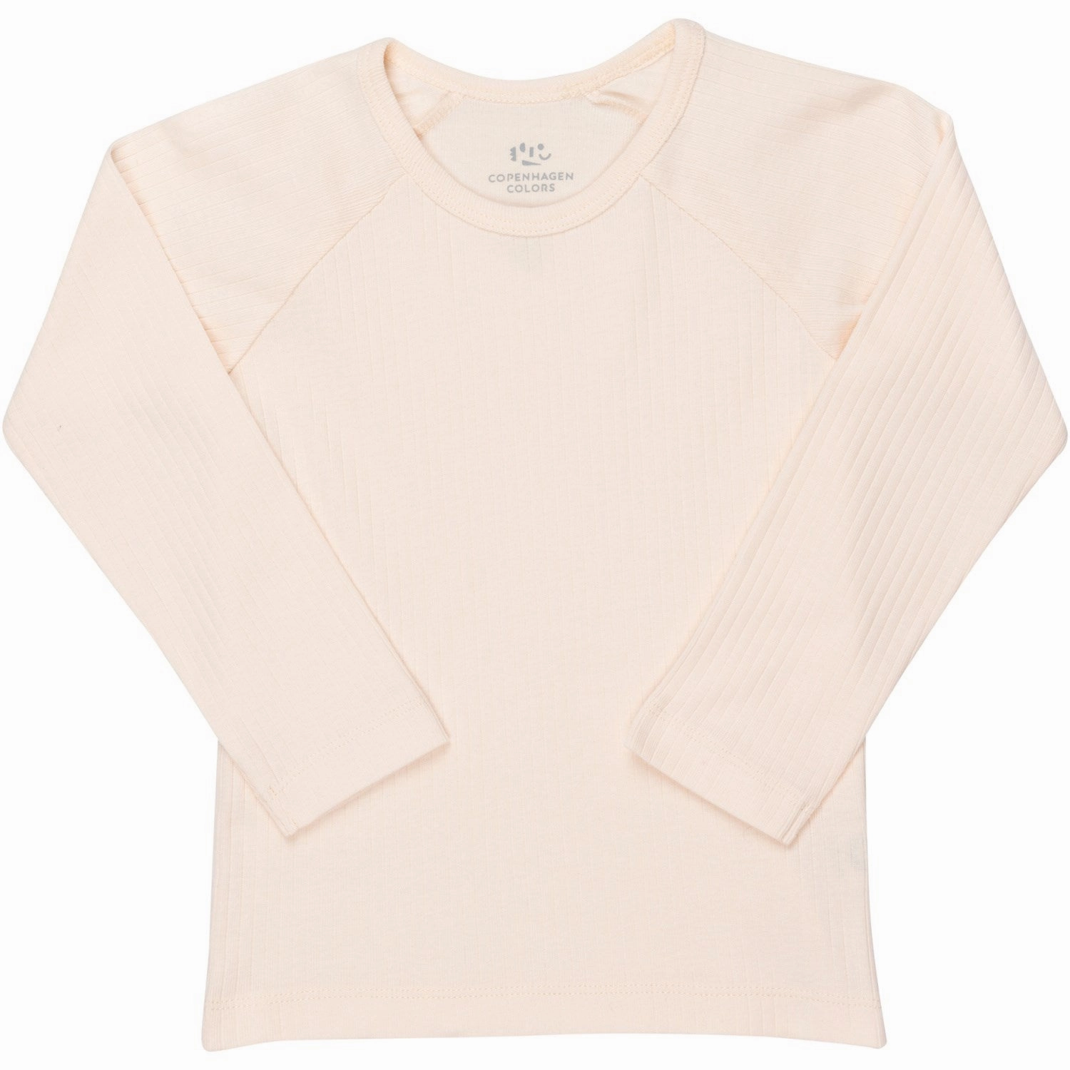 Trendsetting COPENHAGEN COLORS Soft Pink Rib Jersey Classic Longsleeve Blouse