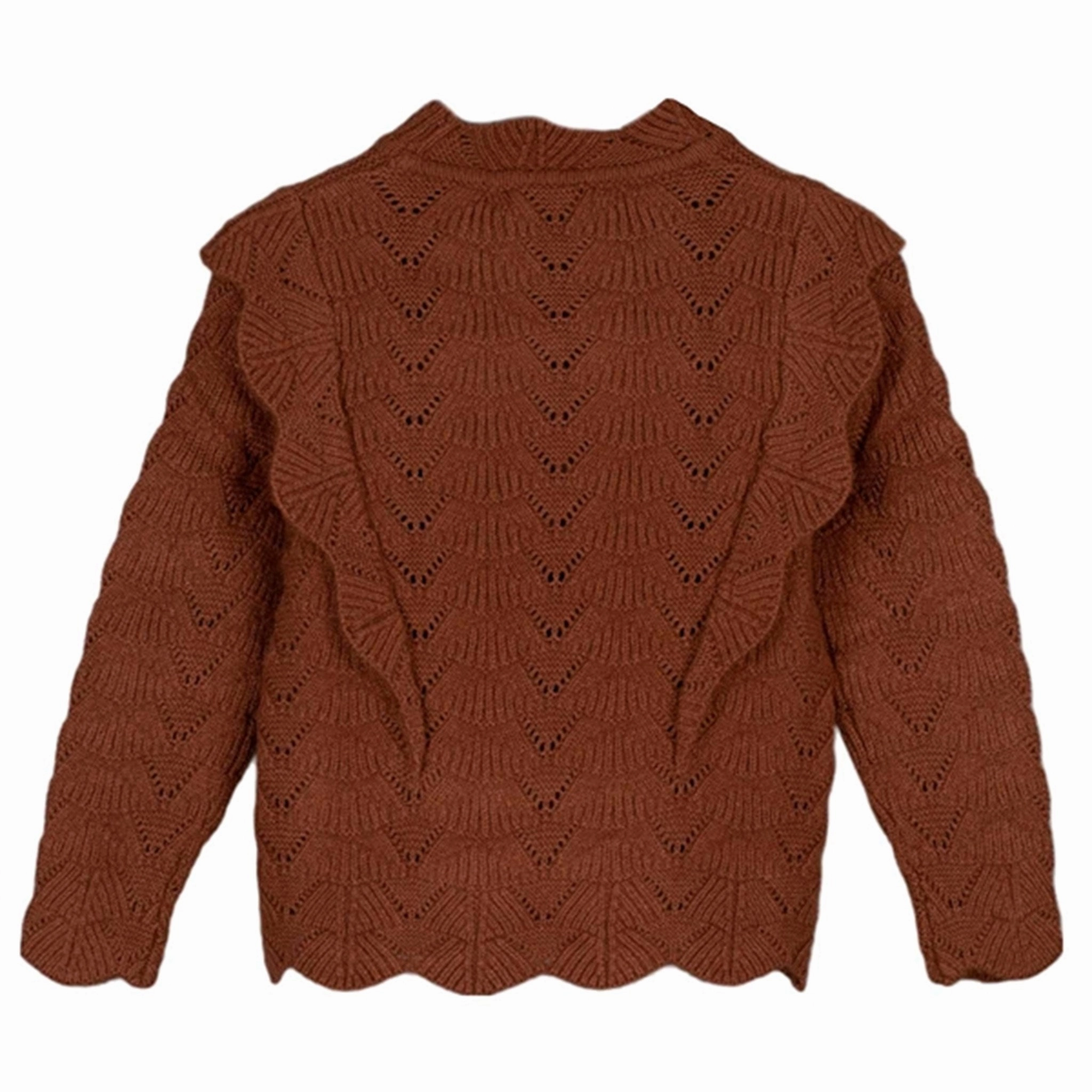 Fliink Carob Brown Benna Ruffle Blouse Lightweight Layer Smooth Cotton Blend