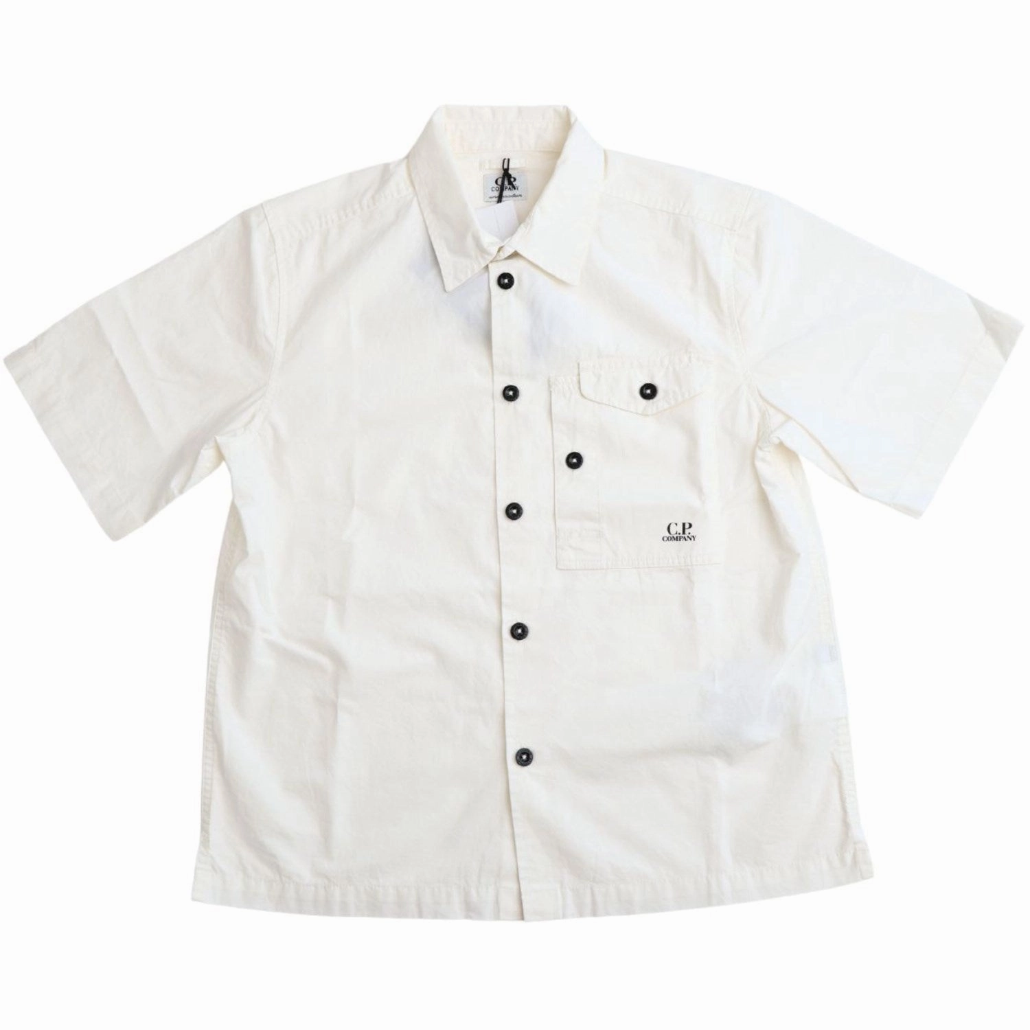 Unisex style Quick Release Placket C.P. Company Gauze White Shirt