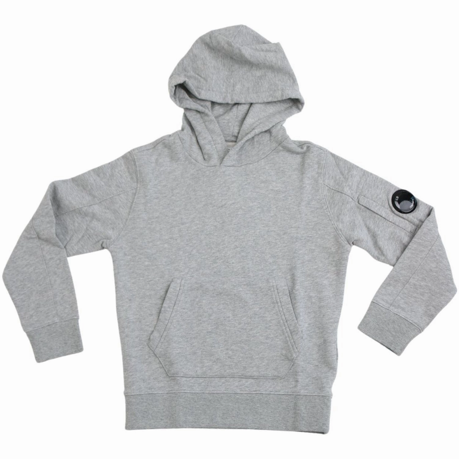 C.P. Company Melange Grey Sweatshirt W/Hood Contrast Stitching Accents