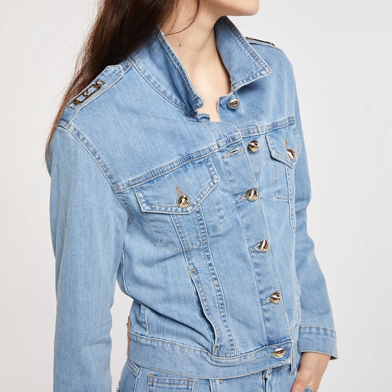 sun resistant Bestseller Caf??Noir giubbino da donna in denim con placchette C7JJ0108 B049 sky