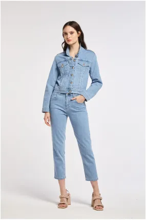 AntiStaticLining Caf??Noir giubbino da donna in denim con placchette C7JJ0108 B049 sky