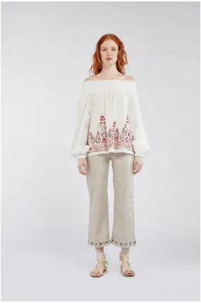 RecyclablePackaging Metallic accents Caf??Noir Pantalone Culotte con Passamaniera C7JP0036 M039 orzo