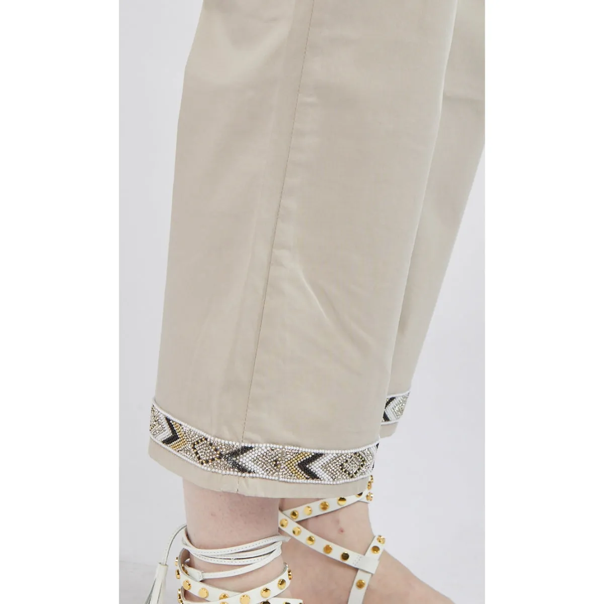 Chilly Comfort Caf??Noir Pantalone Culotte con Passamaniera C7JP0036 M039 orzo