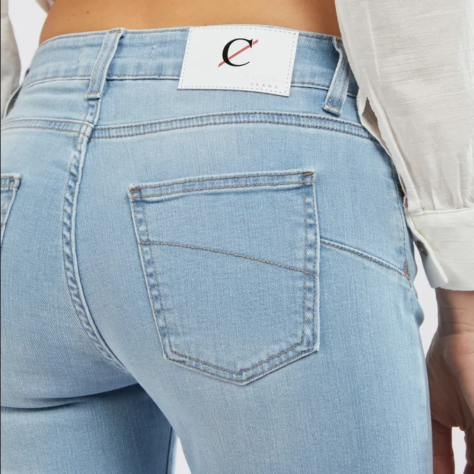 Functional Ease Caf??Noir Pantalone Denim Cropped Flare con Borchiette C7JJ0056 blu chiaro