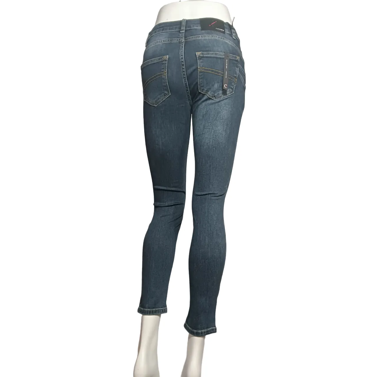 Caf??Noir pantalone jeans da donna Denim Skinny c7 JJ1017 B008 blu medio scuro UVProtectiveLayer Breathable Weave Fabric
