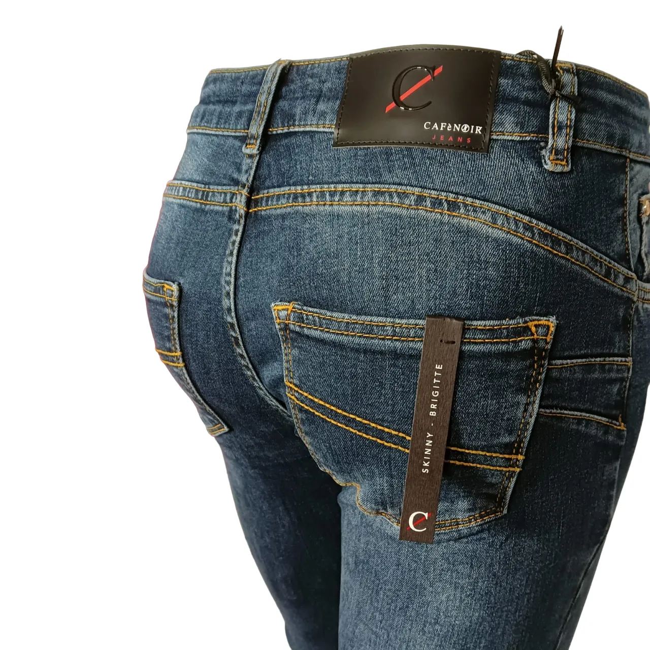 Breath Friendly Caf??Noir pantalone jeans da donna Denim Skinny c7 JJ1017 B008 blu medio scuro