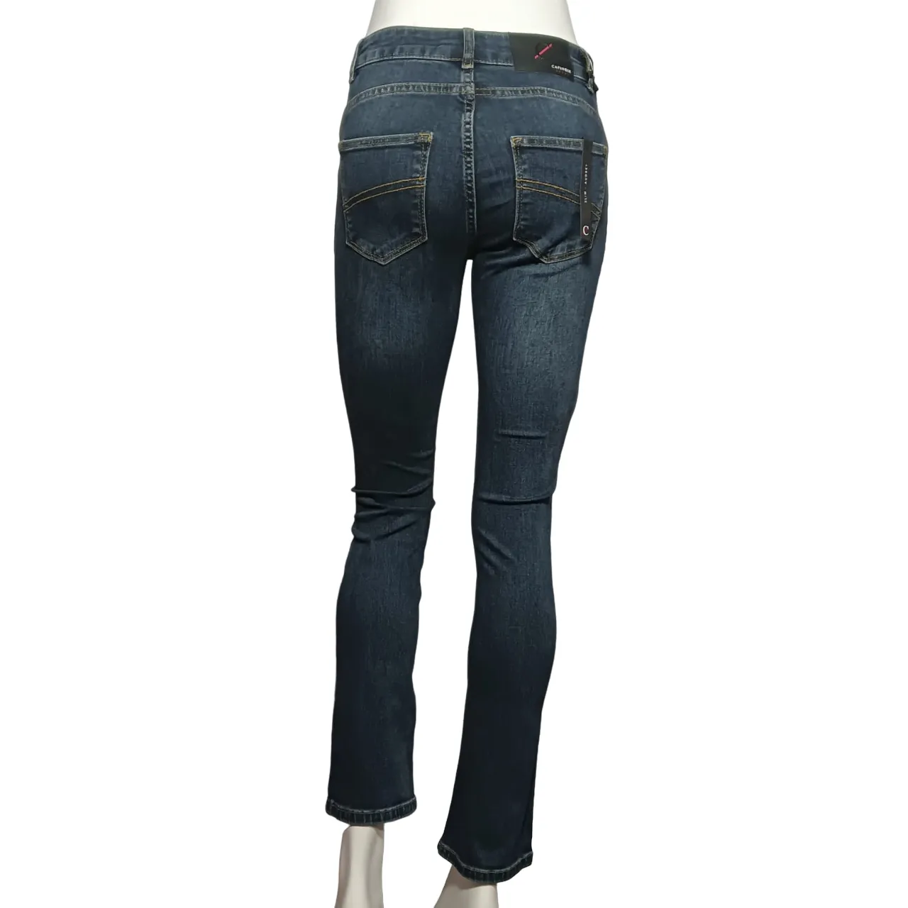 Low Bulk Material Caf??Noir pantalone jeans da donna svasato e corto c7 JJ1019 B009 indaco