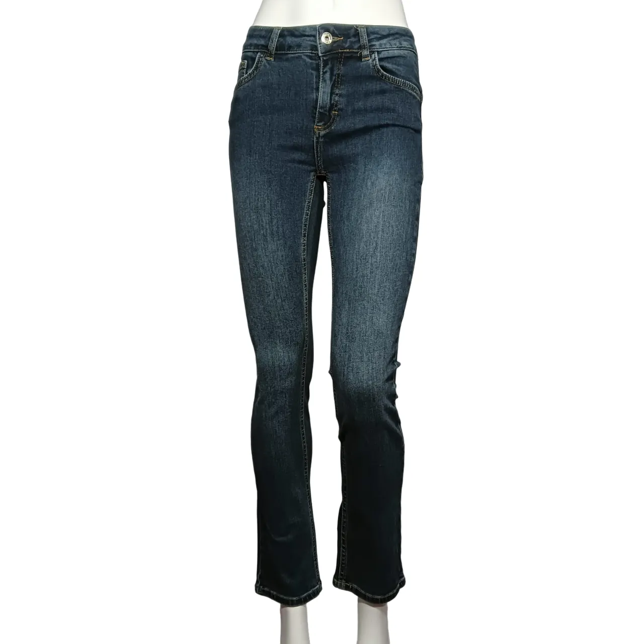 Caf??Noir pantalone jeans da donna svasato e corto c7 JJ1019 B009 indaco Chilly Layering Versatile Design